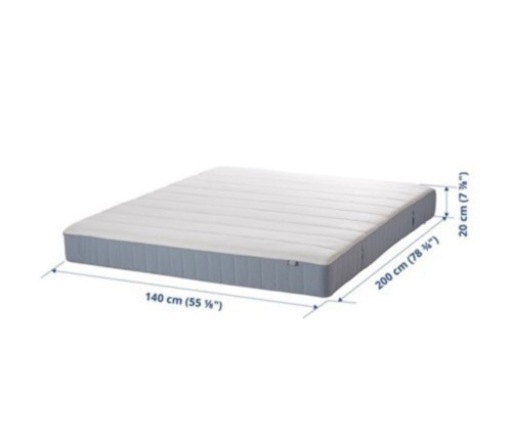 ダブル　マットレス　ふつう　ライトブルー　IKEA 140/200㌢