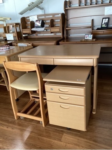 学習机セット　袖机　椅子付き【町田市再生家具】232533