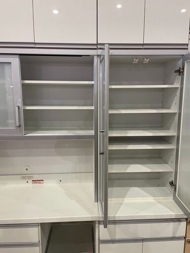 高橋木工｜上置き付スライド扉キッチンボード・食器棚セット - 食器棚、キッチン収納