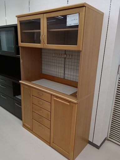 ★ジモティ割あり★  食器棚 ベージュ W113×D48×H189.5 クリーニング済み TC1114