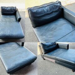 高級 アクタス ACTUS ファイブバイファイブ five by five カウチソファ ３人掛け L字 皮革 牛革 ブラック インテリア 家具