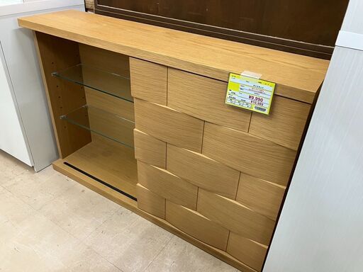 キャビネット コレクション 収納棚 ダウンライト付き★ 天然木 スライド扉No.140● ※現金、クレジット、スマホ決済対応※