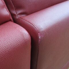 R218 NITORI ニトリ 人気 3人掛け 本革カウチソファ クッション2個付き USED