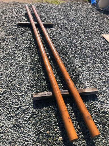 ヒノキ　丸太　加工　塗装品　9ｃｍｘ400ｃｍ