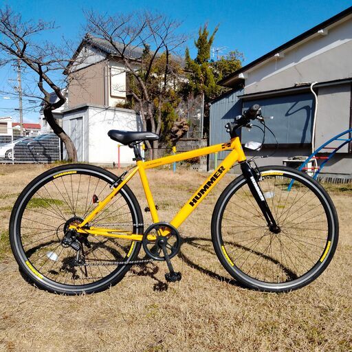 【商談中】チェーン新品！ HUMMER  700C 7段変速クロスバイク イエロー