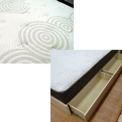 ダブルベッド シーリー 幅140.5×奥行212.5×高さ86㎝ マットレス付き 木製 宮付き 引き出し付き ライト付き ベッド ナチュラル Sealy 札幌市 清田区 平岡