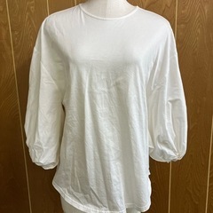 #Lrd R レディースシャツ白　サイズ2 日本製　USED品