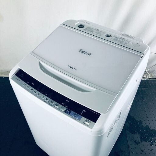 ID:sg217241 日立 HITACHI 洗濯機 一人暮らし 大きめ 中古 2018年製 全自動洗濯機 8.0kg ホワイト BW-V80B  【リユース品：状態A】【送料無料】【設置費用無料】