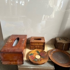 木製品　古物　コースター　ティッシュボックス　木工品