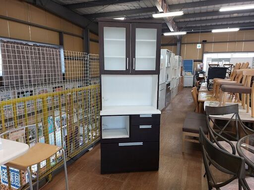 【愛品倶楽部柏店】 ニトリ　ダリア８０ＫＢ　２枚扉キッチンボード　こげ茶