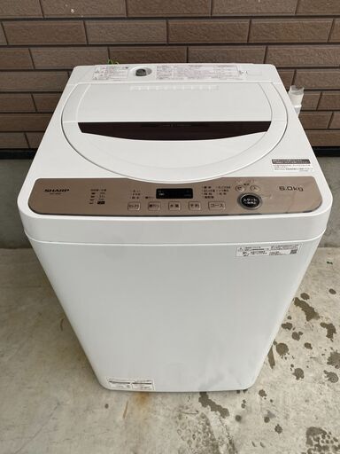 美品 SHARP es-ge6f-t 全自動洗濯6kg 2021年製 37278-2-006 (ピース