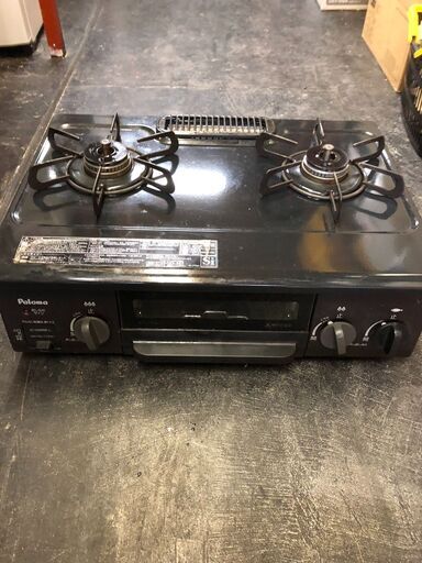 ☆中古￥8,500！Paloma　2口ガスコンロ　家電　2017年製　IC-N36BS-L型　都市ガス用　【BA116】
