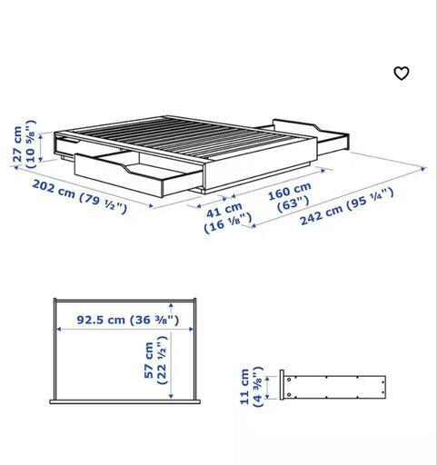 IKEA Mandal Storage Bed, FULL in Birch / White IKEA マンダール 