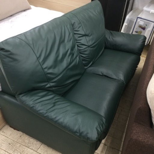 【✨ゆったり座れる❗️✨レザー調❗️ハイバック❗️✨】定価¥29,900  2Pソフ ダークグリーン  ワイド  リビング  ダイニング  ソファ