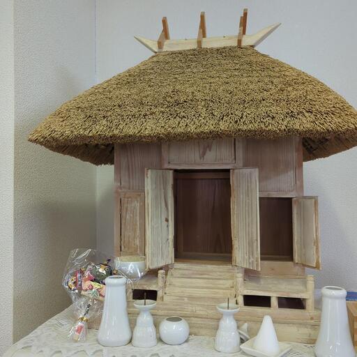 神棚　茅葺の屋根　手作り　一点物