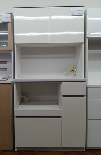 ★ジモティ割あり★  食器棚 ホワイト H185×D45×W90 クリーニング済み MT047