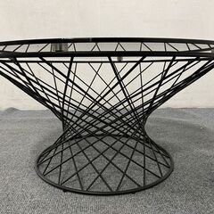 Francfranc/フランフラン コーヒーテーブル クリア×ブラック (φ800) 中古家具 店頭引取歓迎 R7902