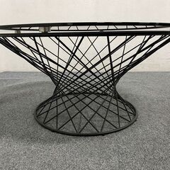 Francfranc/フランフラン コーヒーテーブル クリア×ブラック (φ800) 中古家具 店頭引取歓迎 R7902