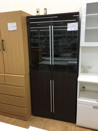 ★ジモティ割あり★  ガラス収納棚  W80×D40×H180 クリーニング済み SJ4808