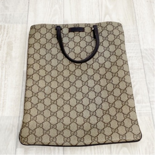 GUCCI GGスプリーム PVCxレザー トートバッグ