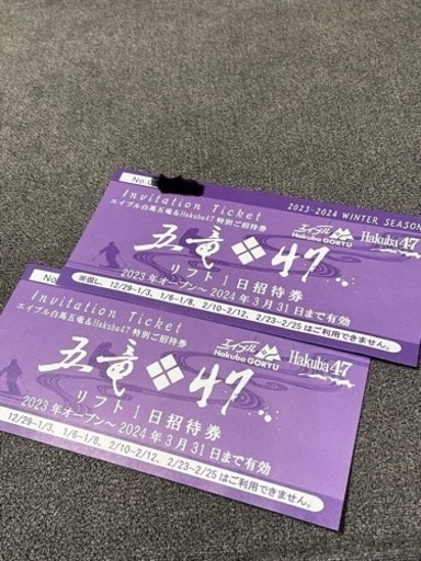 白馬五竜&Hakuba47 リフト1日招待券1枚 白馬五竜&Hakuba47 リフト1日招待券1枚