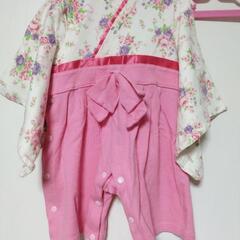 90cm　美品　浴衣ロンパース　薔薇　浴衣　袴　袴ロンパース