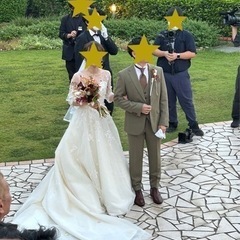 ウェディングドレス　ワタベ　袖あり　美品