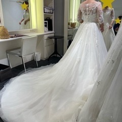 ウェディングドレス　ワタベ　袖あり　美品