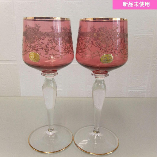 新品未使用　ボヘミアンペアグラス　made in チェコスロバキア　クリスマス