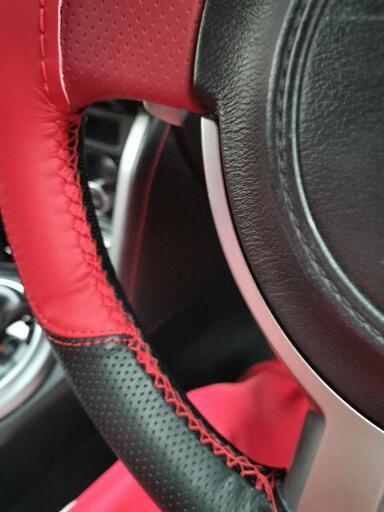 新品本革ハンドルカバー（ステアリングカバー）編み込み式取付工賃込  