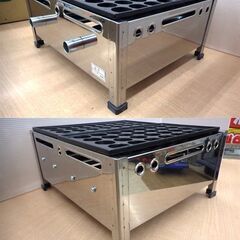 引取限定】下野金属 AKS 関西式たこ焼機 都市ガス 28穴 2連