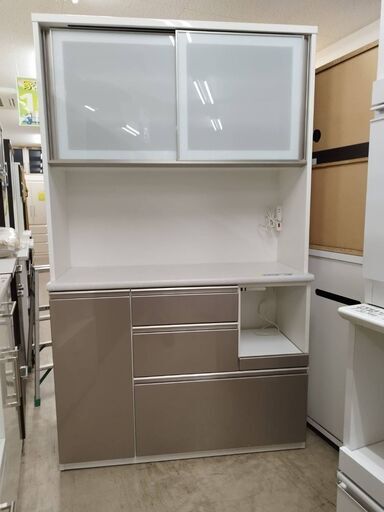 ニトリ キッチンボード 食器棚 レンジ台 システムキッチンボード アルミナ2  シルバー　おしゃれ 新生活 大容量 クリーニング済 幅120cm おしゃれ 堺市 石津【ジャングルジャングルサカイ石津店】