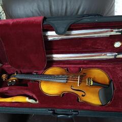 ７万円の付属品付き!　工房製バイオリン4/4　最高自然トラ目メープルバック板