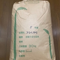 令和5年度　千葉県産新米　コシヒカリ　30kg 玄米 残り1袋のみ