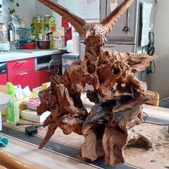 流木彫り 鷹　決まりました。