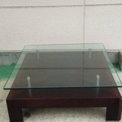 【高級品】センターテーブル　ガラス　木製　重量あり　