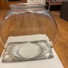 ガラス製金魚鉢 太鼓鉢(ドラム型) 大7.6リットル 700円