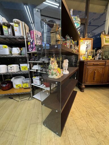 在2】側面ガラス 5段オープンシェルフ ディスプレイ ラック 棚 飾り棚