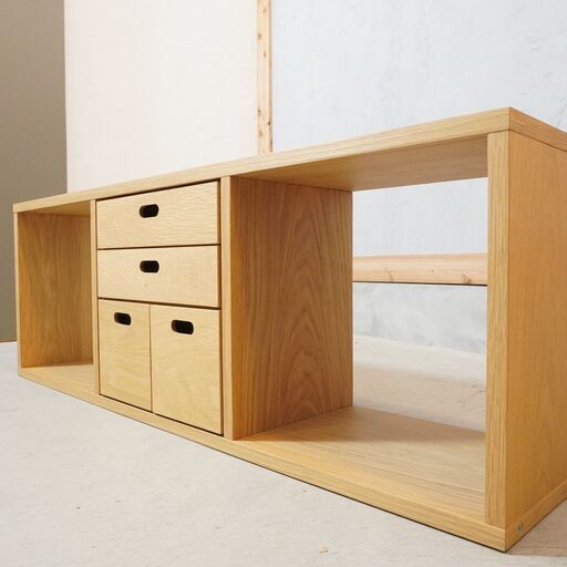 人気の無印良品(MUJI)のオーク材 3段×1列スタッキングシェルフ/DVD