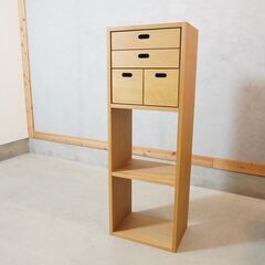 人気の無印良品(MUJI)のオーク材 3段×1列スタッキングシェルフ/DVD