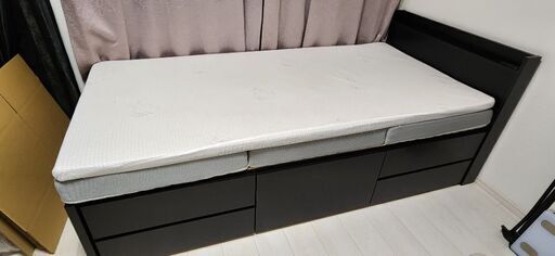 1/31まで 値下げok 定価計9万円 分解済 収納付きシングルベッドフレーム＆マットレス 現金手渡しok