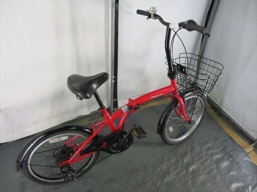 D273 ☆9800円☆ 折りたたみ中古自転車 レッド カゴ付き 6段変速【20