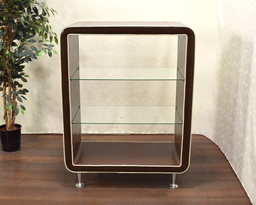 【ヤ取終了3/22】≪zyt1264ジ≫ NXT イトウファニチャー コレクションシェルフ レトロ パイピング 合皮 ブラウン ガラス オープン棚 51119-12 ヤ取終了3/22】≪zyt1264ジ≫ NXT イトウファニチャー コレクション