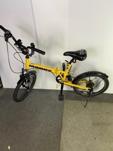 ハマー HUMMER 20インチ 折り畳み自転車 前後ダブルサスペンション採用 シマノ製6段変速機搭載 ライト付き 変速機若干難あり