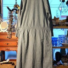 45rpmストライプロングワンピース　インディゴ2 R by 45rpm ヒッコリー ワンピース プルオーバー ストライプ Aライン