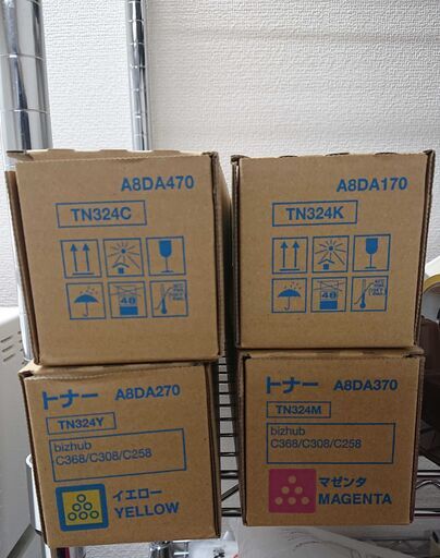 ★コニカミノルタ トナーカートリッジ TN324　ブラック/シアン/マゼンタ/イエロー 各種1本ずつ（4本セット） Bizhub C258／Bizhub C308／Bizhub C368★