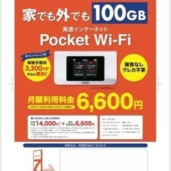 審査なしポケットに入る携帯型Wi-Fi 100GB