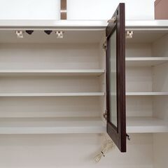 ★ジモティ割あり★  レンジボード ブラウン・ホワイト H181×D42×W104.5 クリーニング済み TJ3826 ☆ジモティ割あり☆ レンジボード ブラウン・ホワイト H181×D42×W104.5