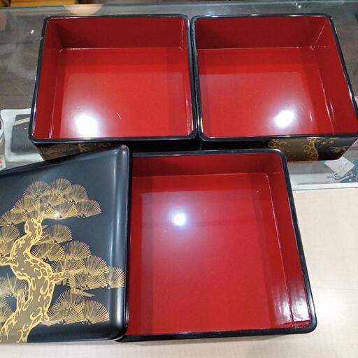 ☆木製漆器 重箱 本うるし 天然木 沈金細工 【店頭販売のみ】