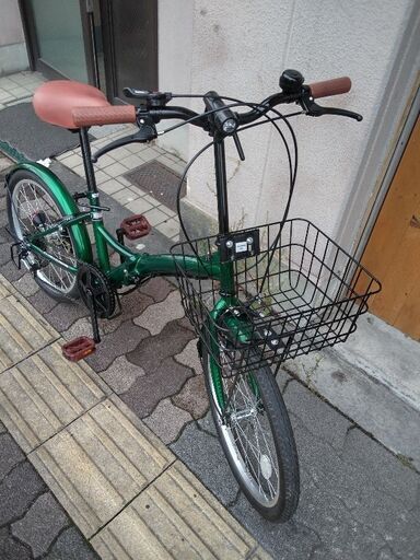 20吋 折り畳み自転車 外装6段/グリーン